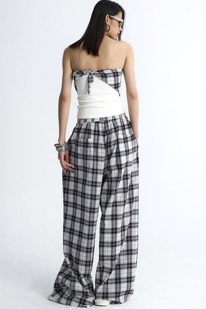 Plaid Wide-Leg Pants