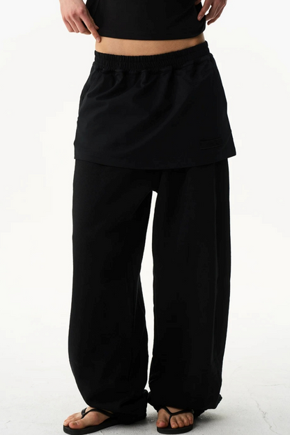 Fake Two-Layer Drawstring Pants