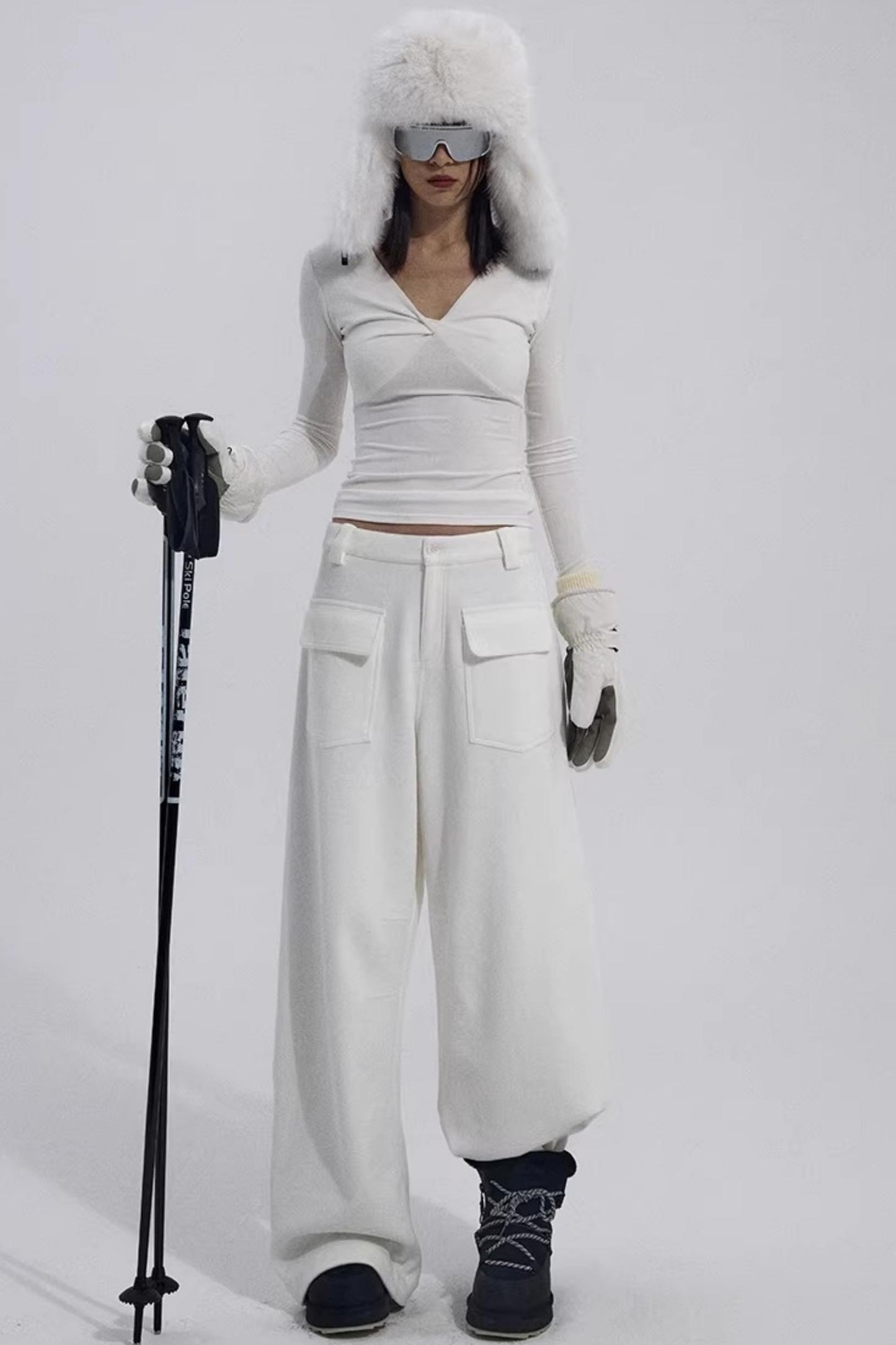 Warm Fleece Wide-Leg Pants