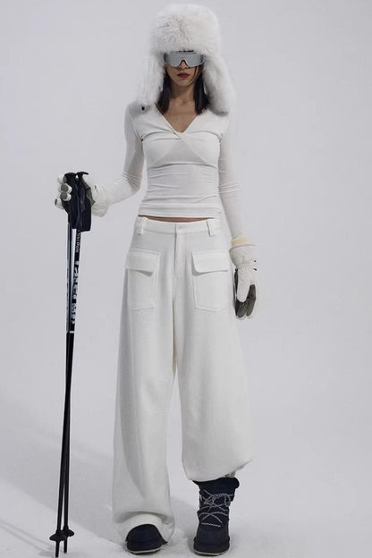 Warm Fleece Wide-Leg Pants