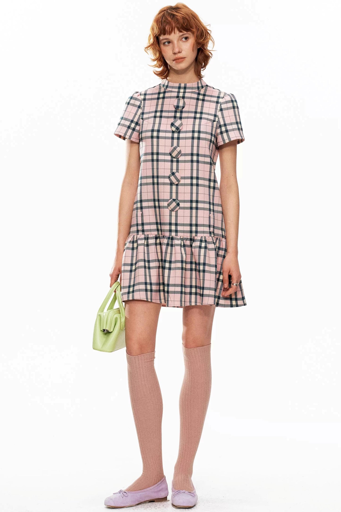 Pink Plaid A-Line Dress