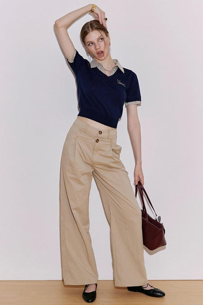 High Waist Loose Straight Casual Pants