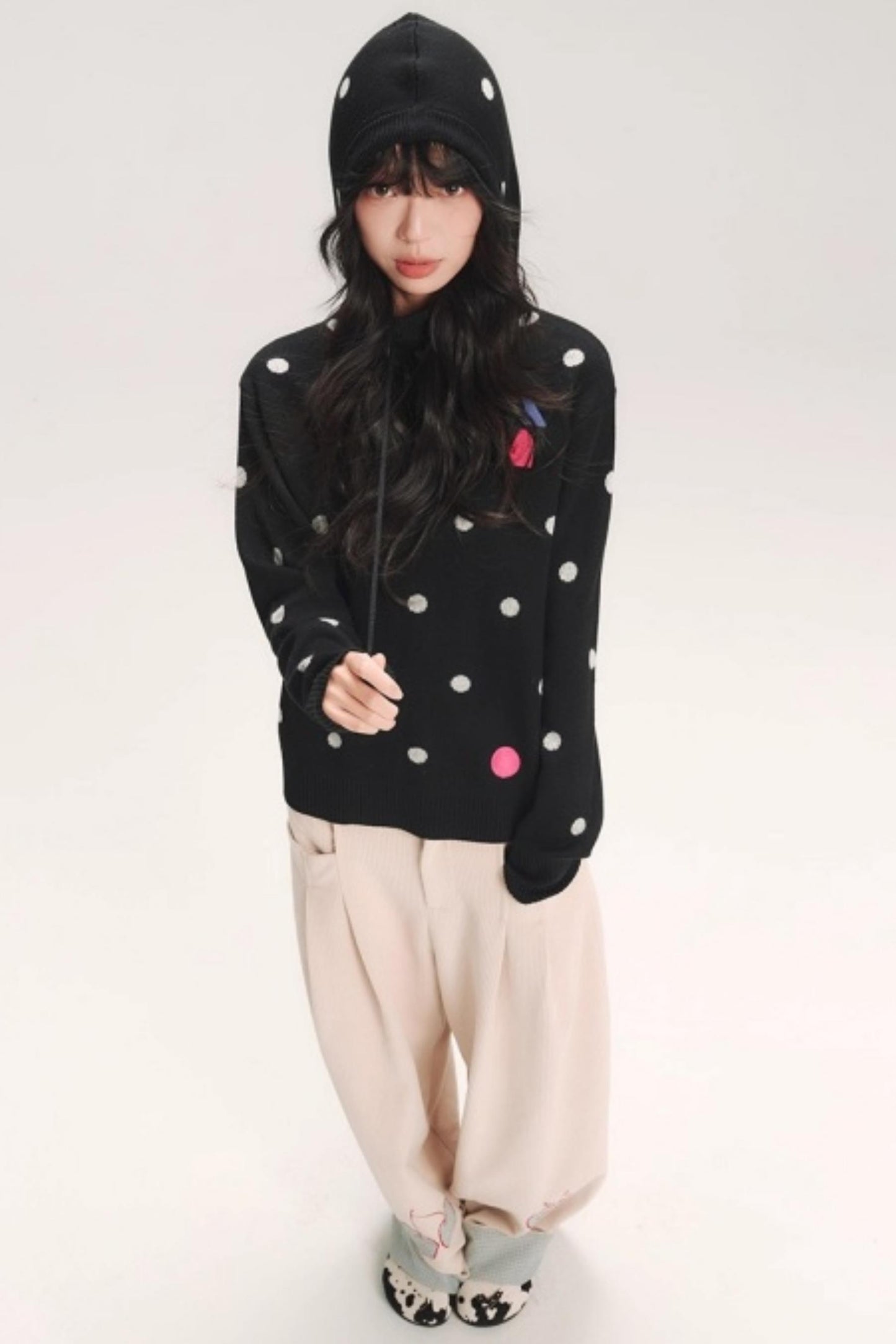 Colorful House Hooded Knit Sweater