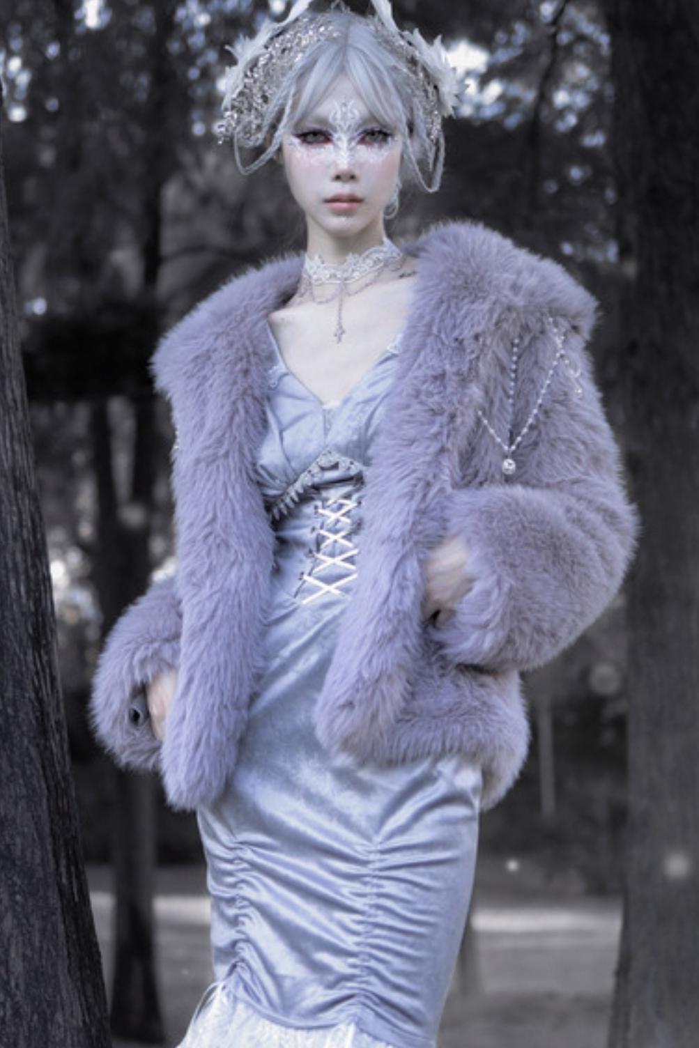 Swan Falling Eco-Friendly Fur Coat