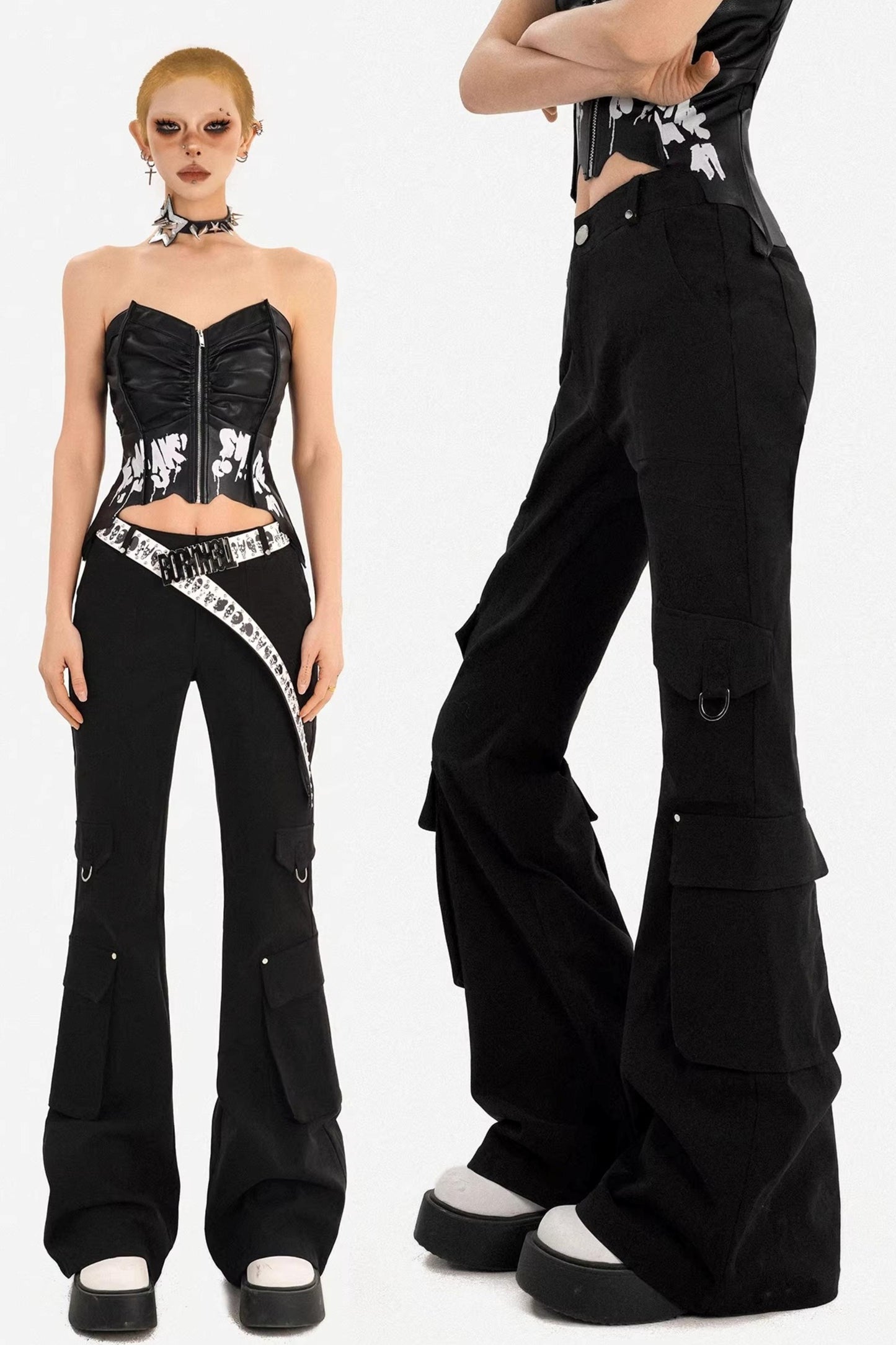 Retro Black Flared Pants