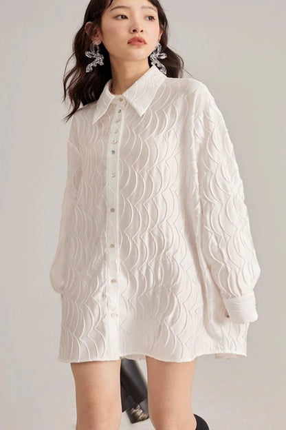 Original Design White Long-Sleeved Shirt