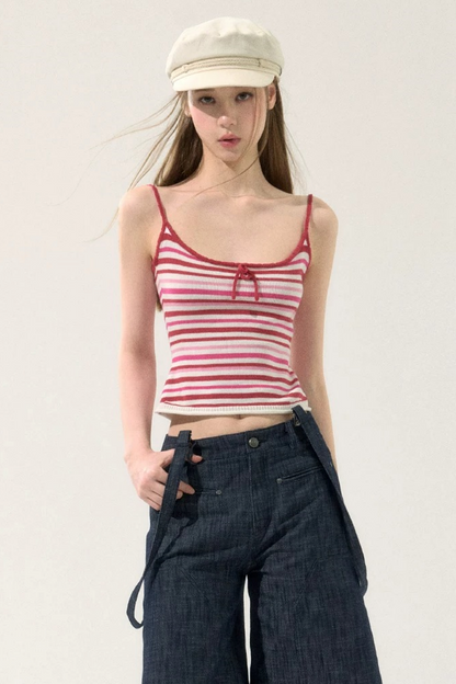 Romantic Striped Knit Vest