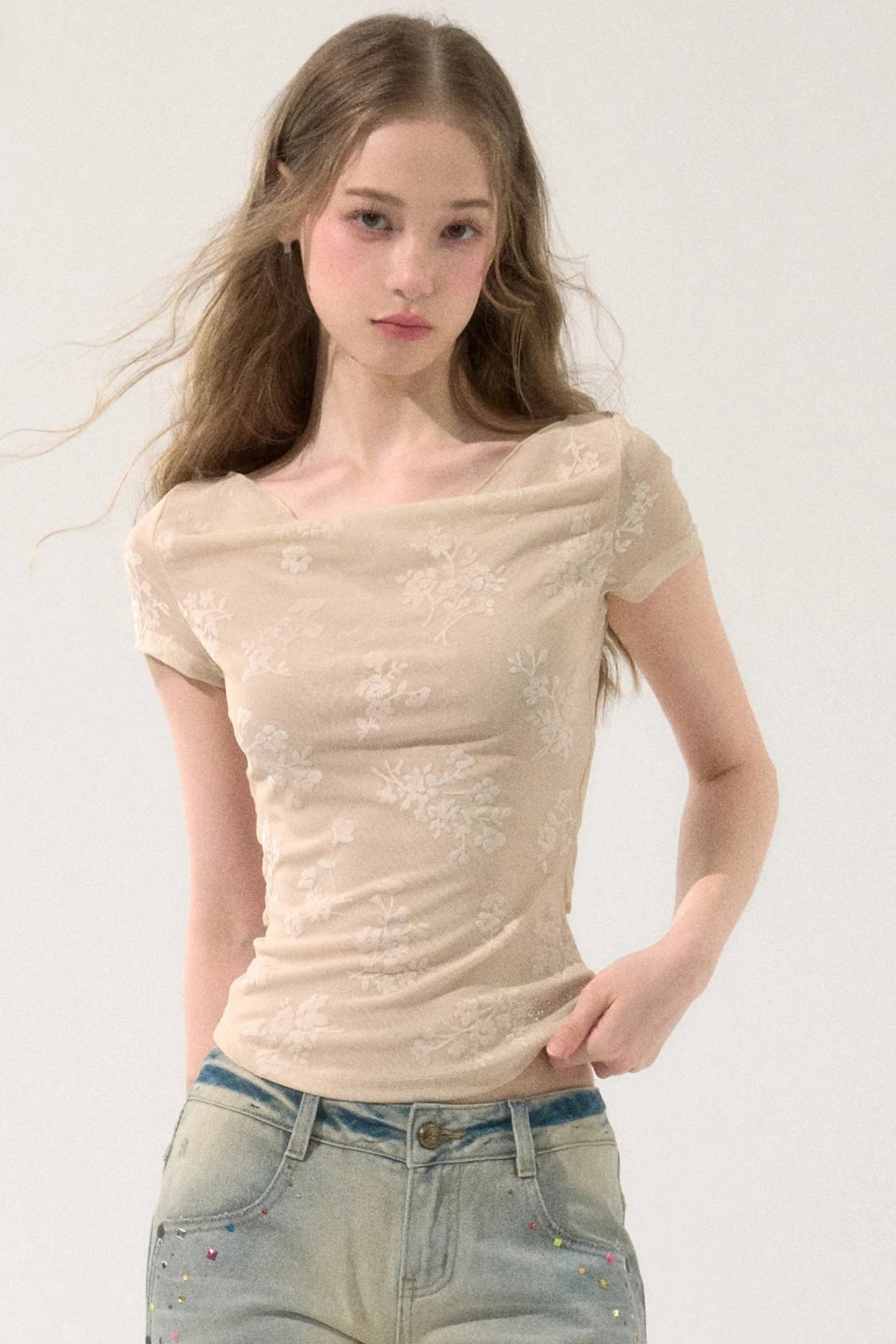 Romantic Velvet Floral Top