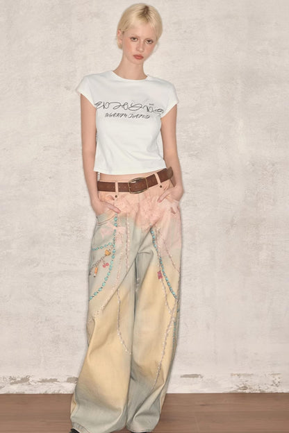 Summer Lace Denim Pants