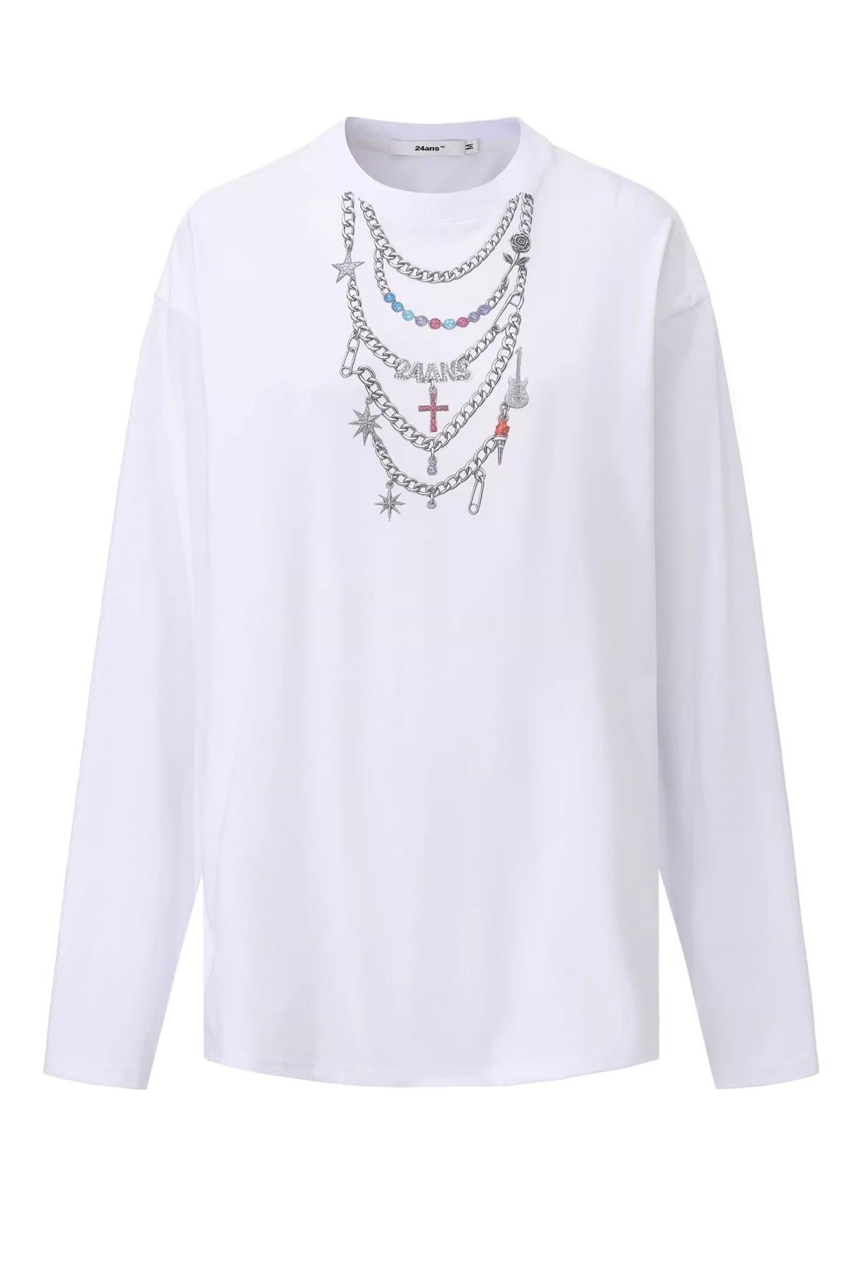 Necklace Print Long Sleeve T-Shirt
