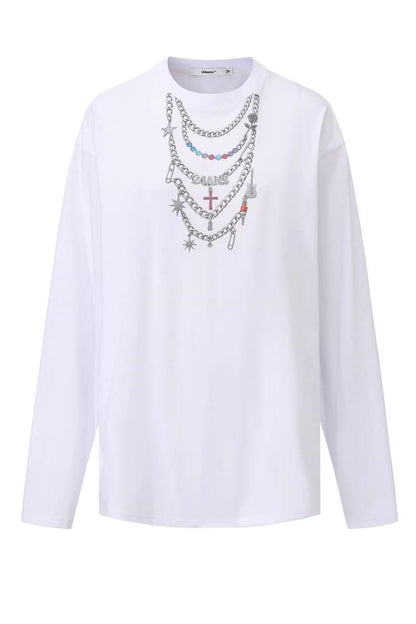 Necklace Print Long Sleeve T-Shirt