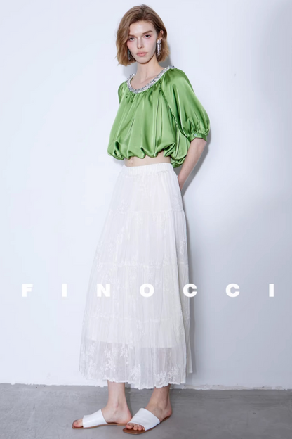 Diamond-Embellished Silk Satin Top