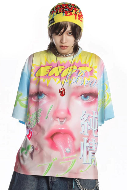 Dopamine Print Oversized T-Shirt