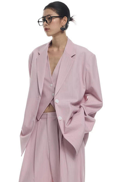 Light Pink Striped Blazer Jacket