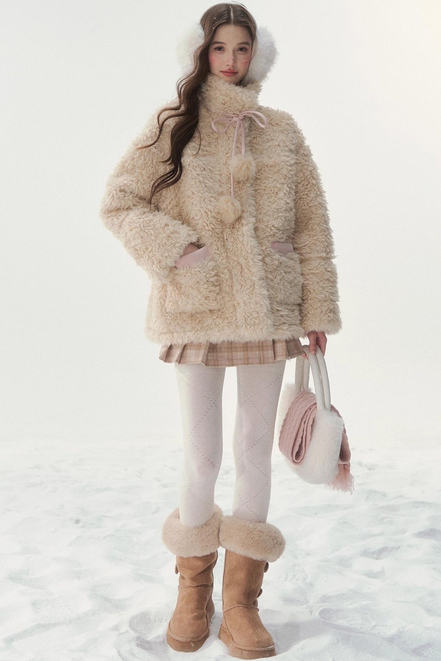 Pink and Blue Reversible Fur Coat