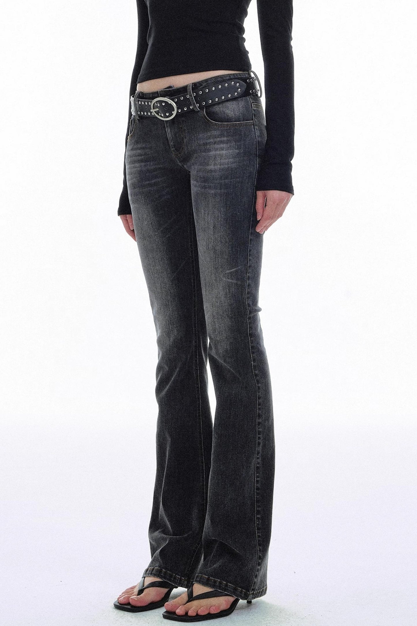 Retro Distressed Flared Denim Pants