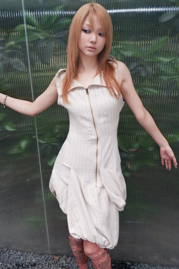Striped Asymmetrical Deconstructed Dress