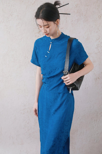 Blue Drawstring Dress
