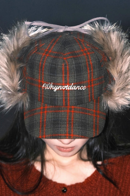 Punk Plaid Furry Earflap Hat
