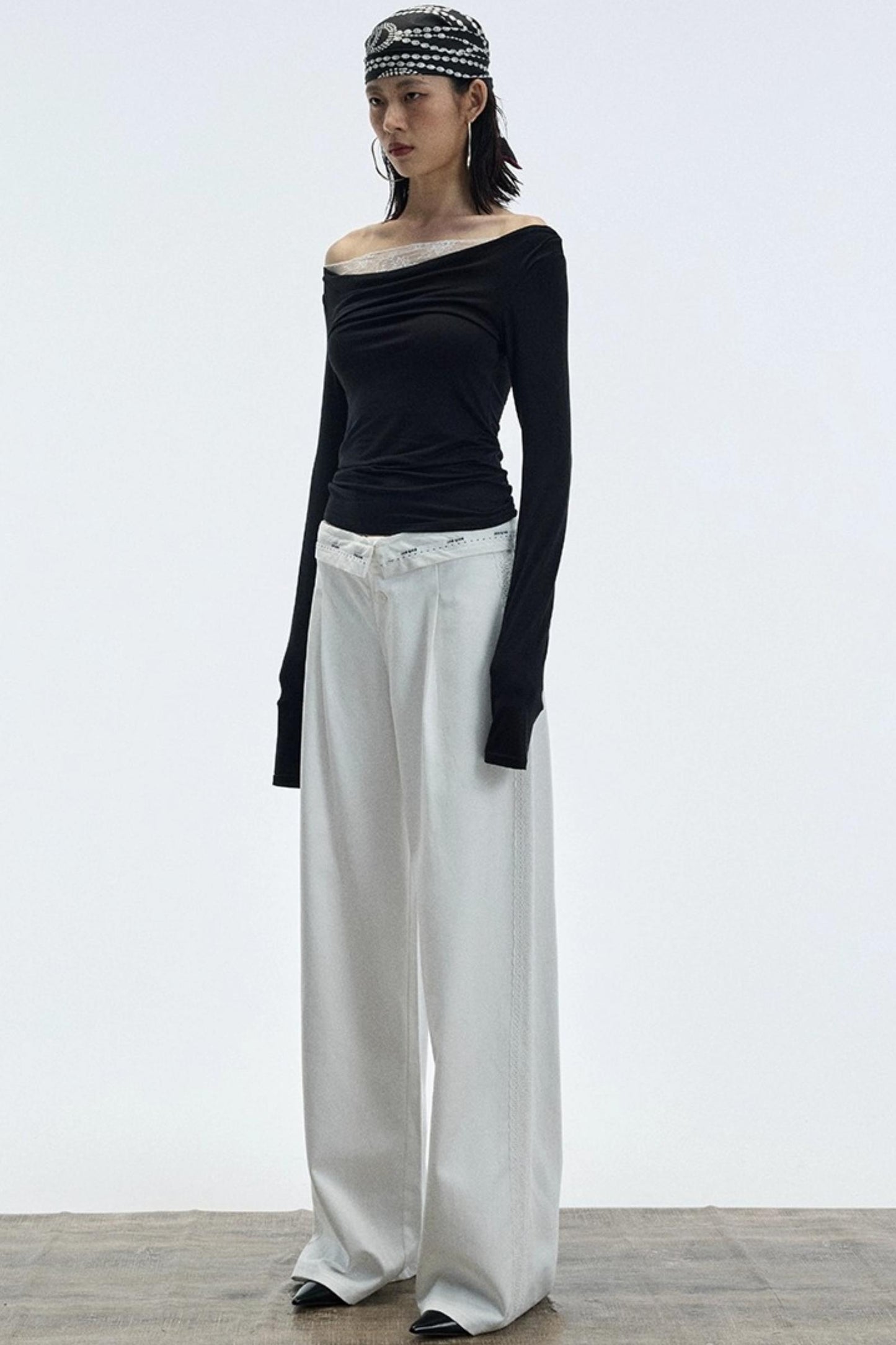 Autumn White Wide-Leg Pants