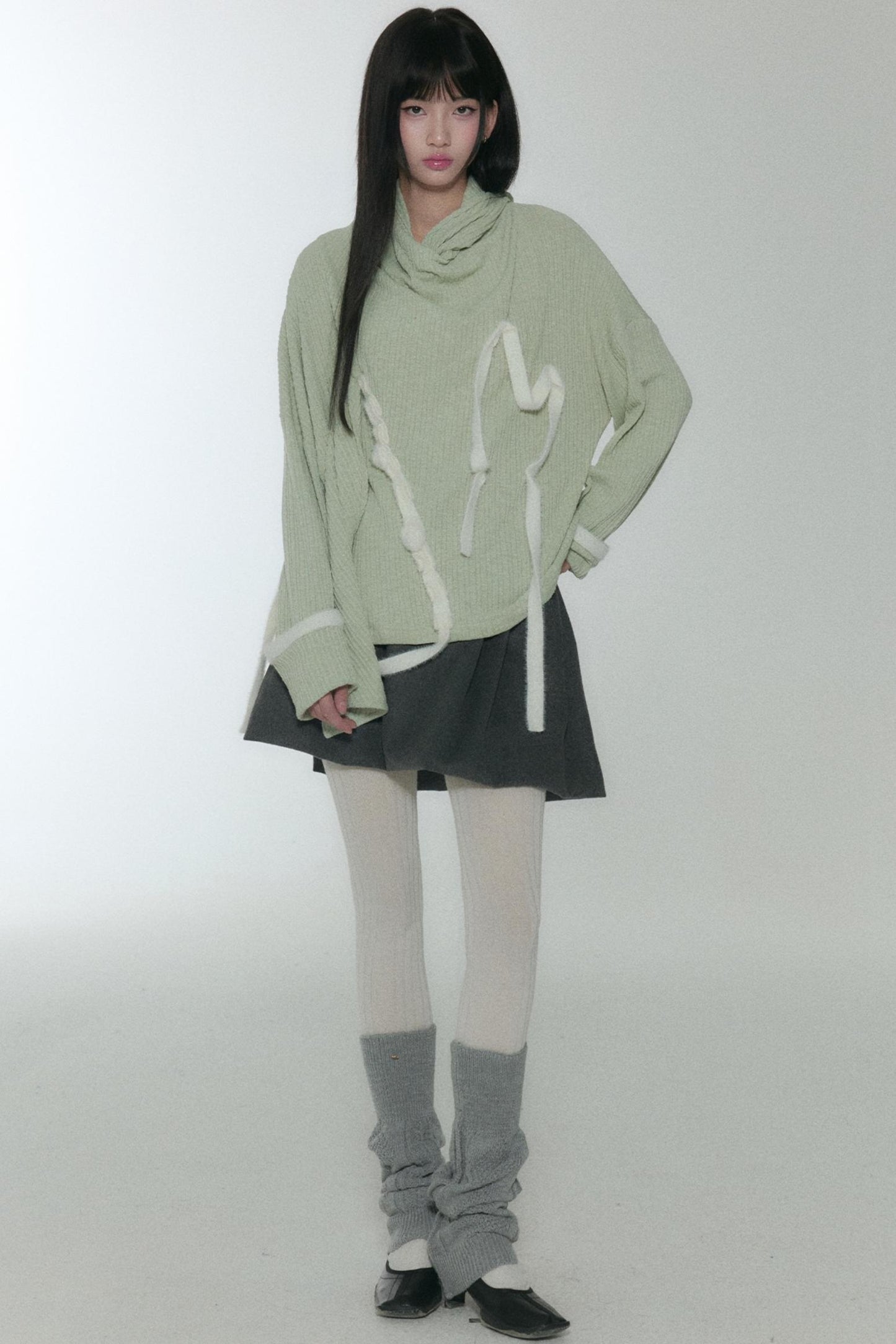 Green Velvet Stripe Sweater