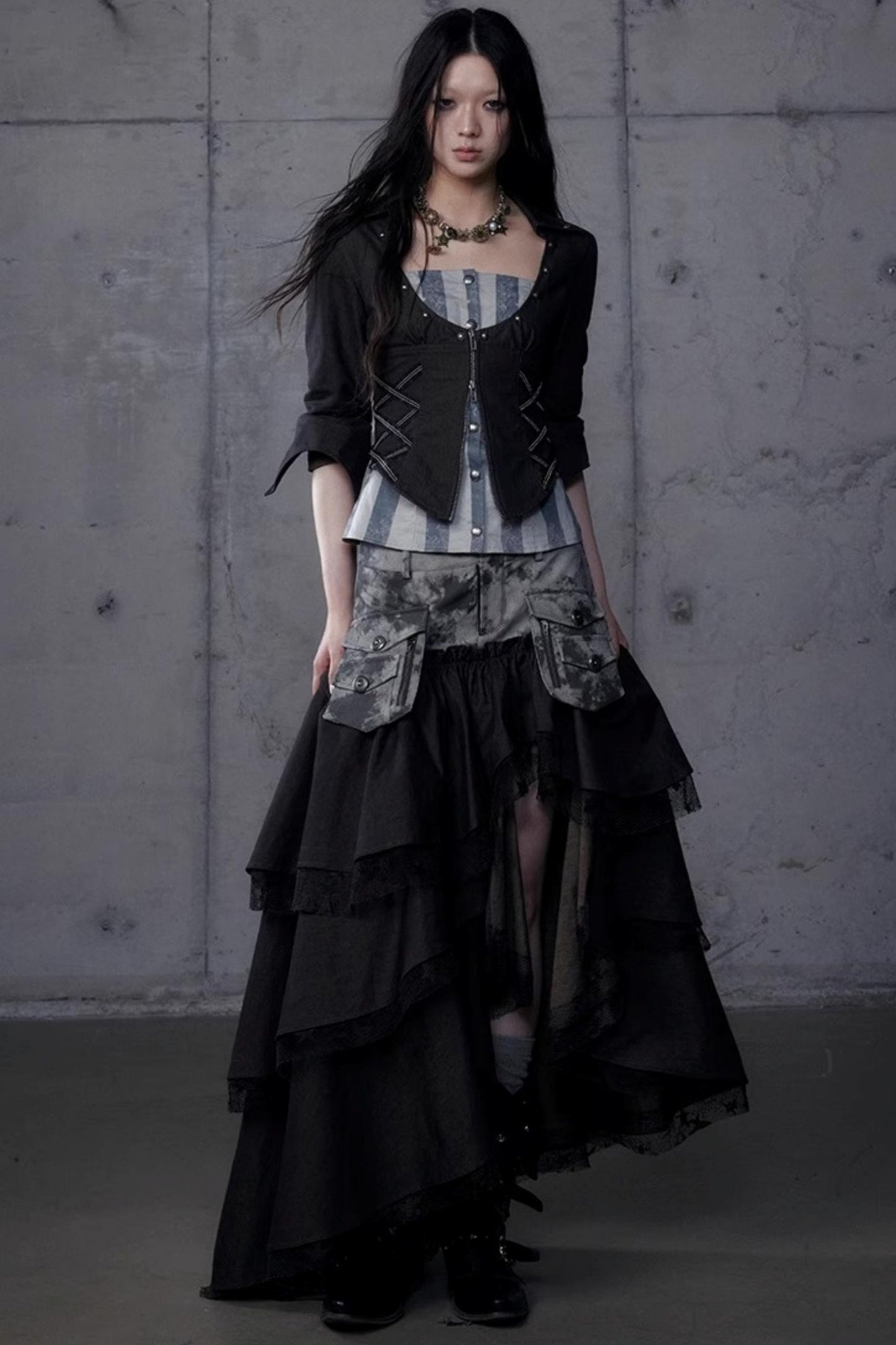 Vintage Punk Court Slim Print Long-Sleeved Shirts