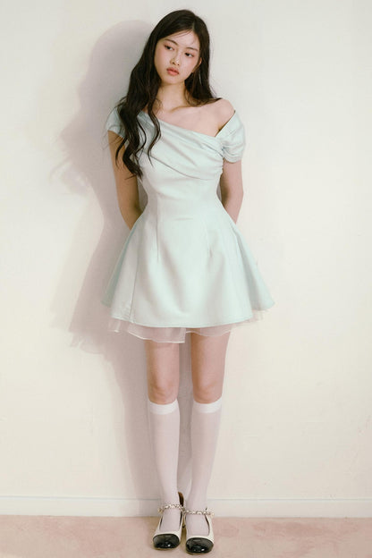 Mint Green One-Shoulder Dress