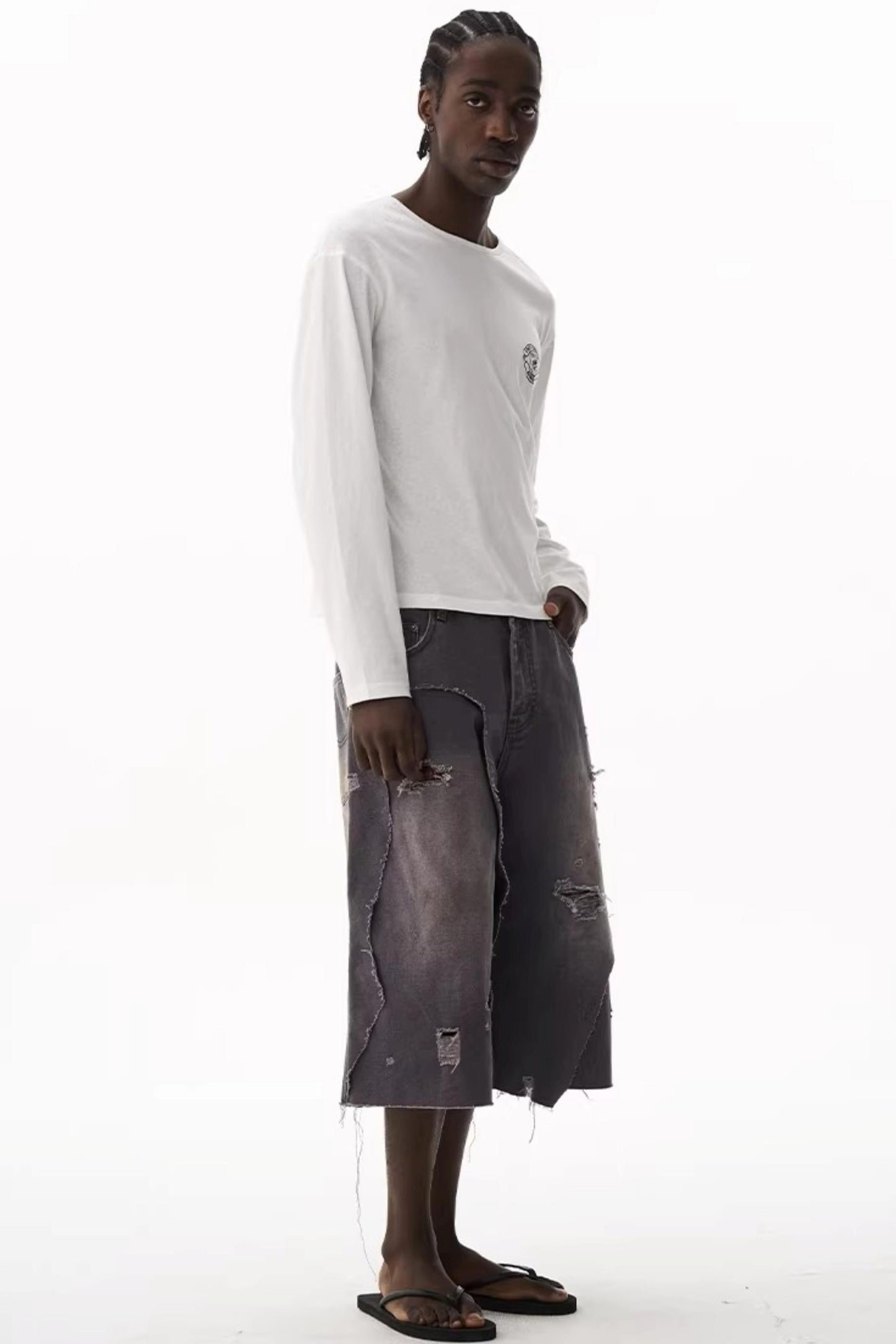 Double-Layer Distressed Shorts