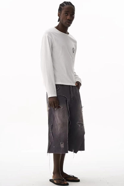 Double-Layer Distressed Shorts