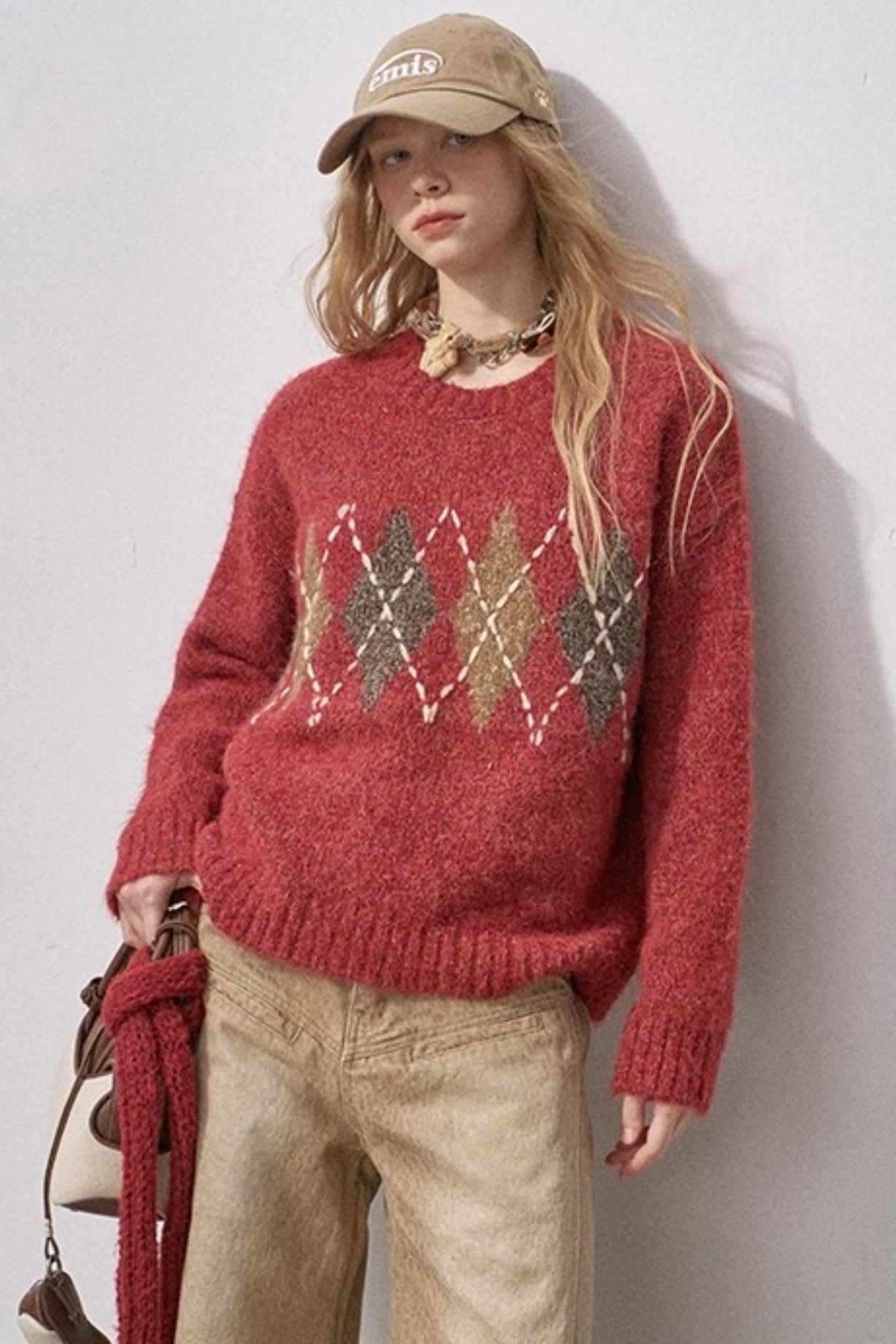 Floral Diamond Knit Sweater