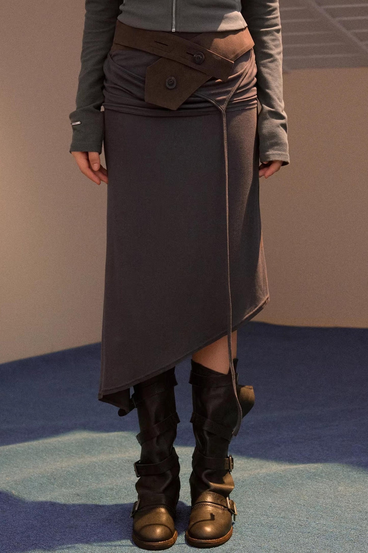 Faux Suede Knitted Skirt