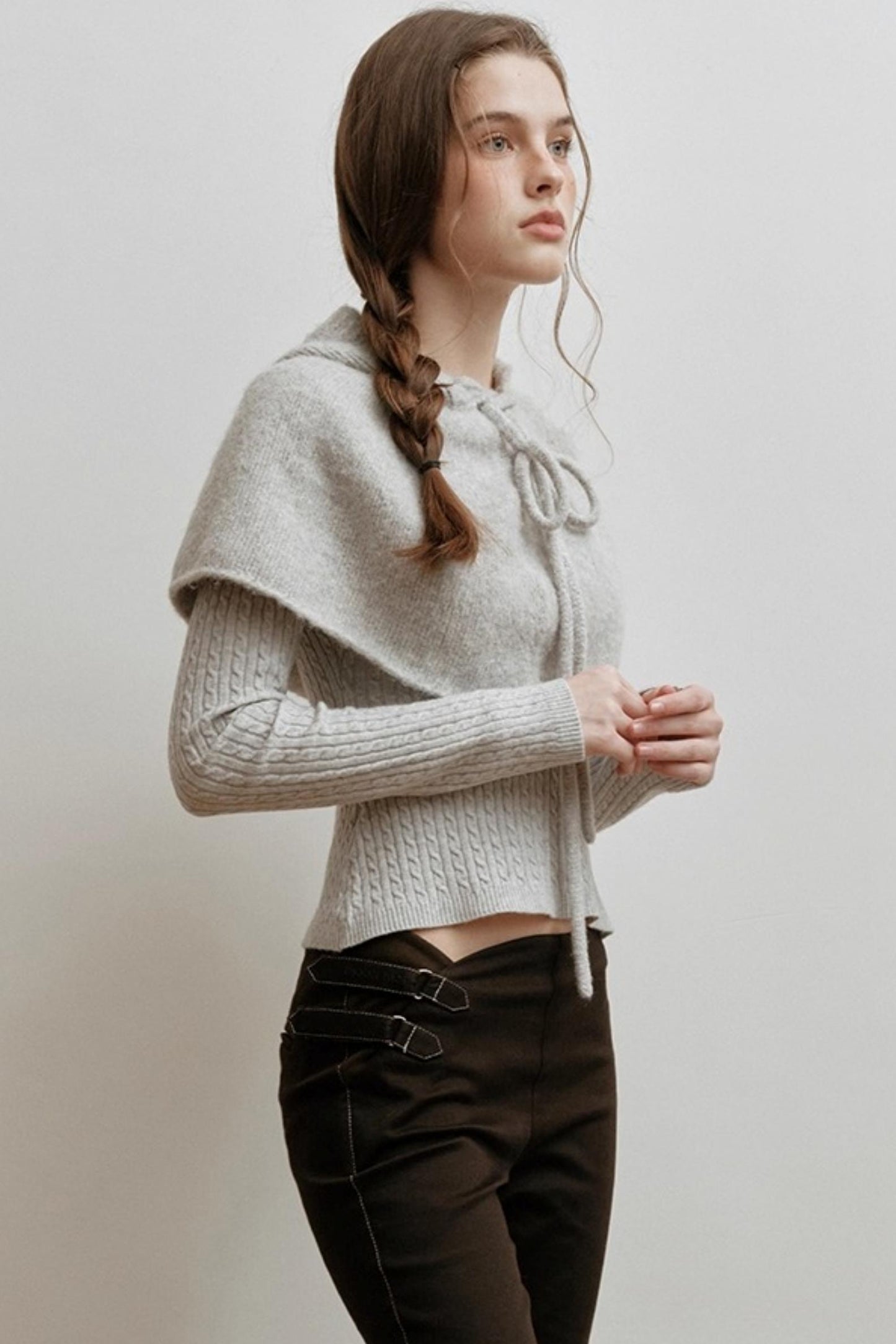 Pearl Gray Knit Cape