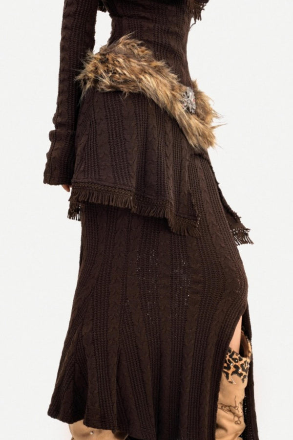 Retro Knit Off-Shoulder Top Set-Up