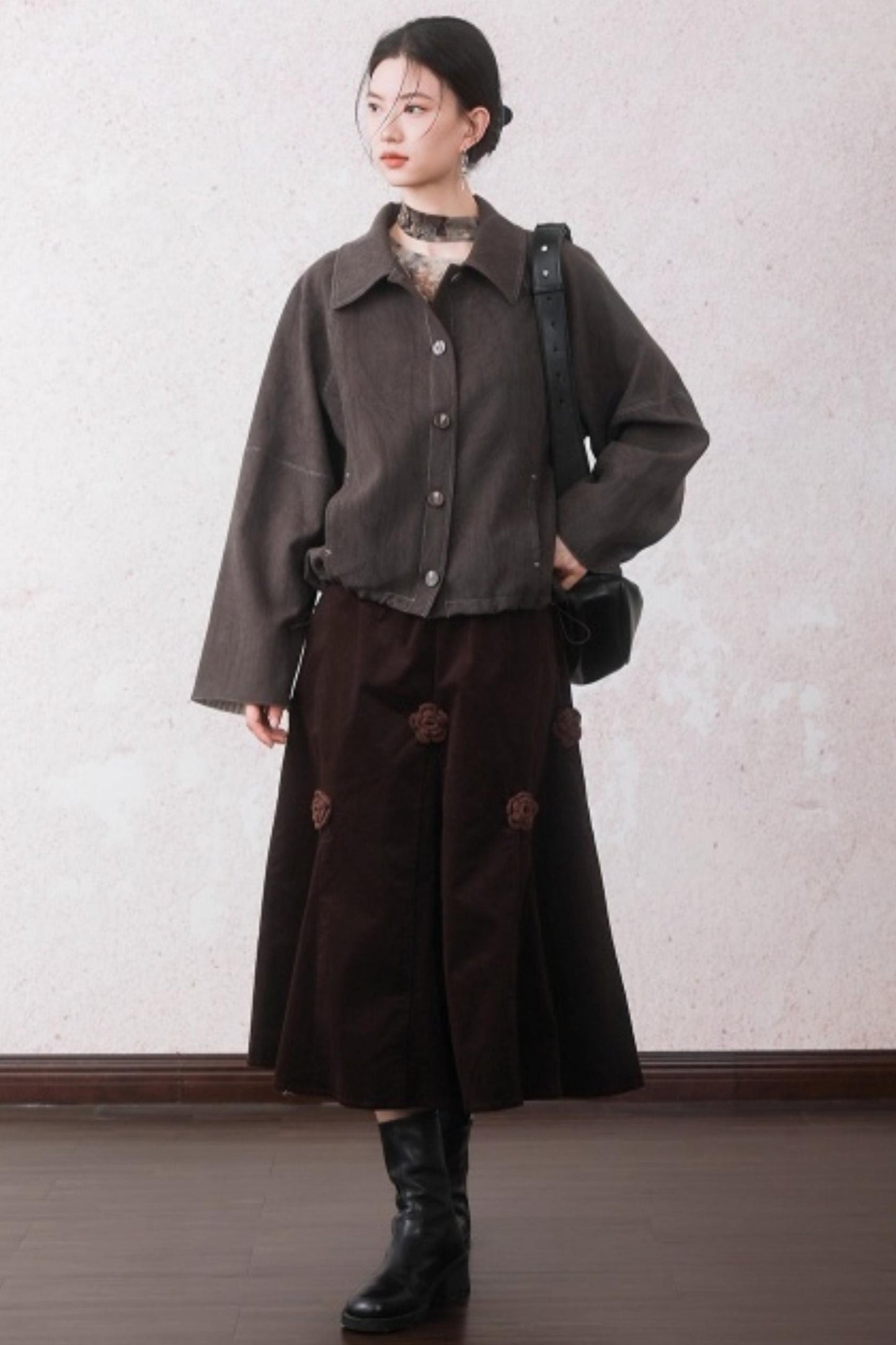 Patchwork Velvet-Feel Jacket