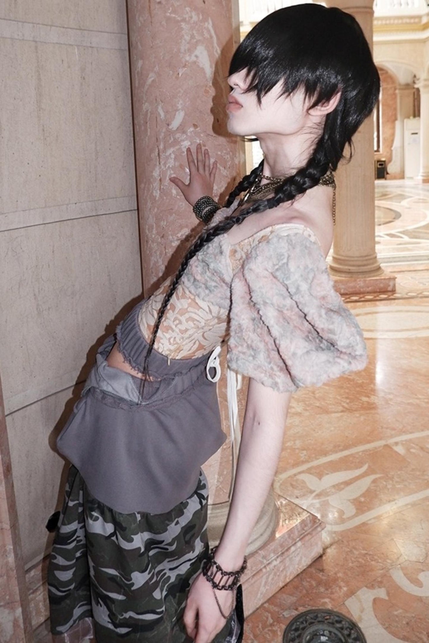 Patchwork Sheer Bud Strap Top