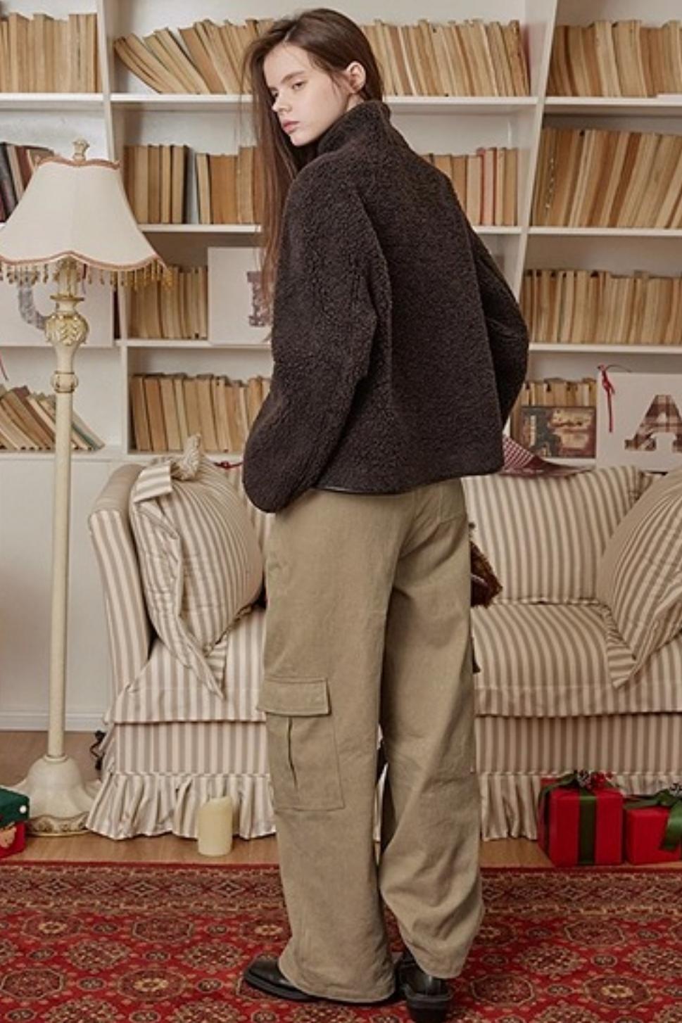 Khaki Fleece-Lined Cargo Pants