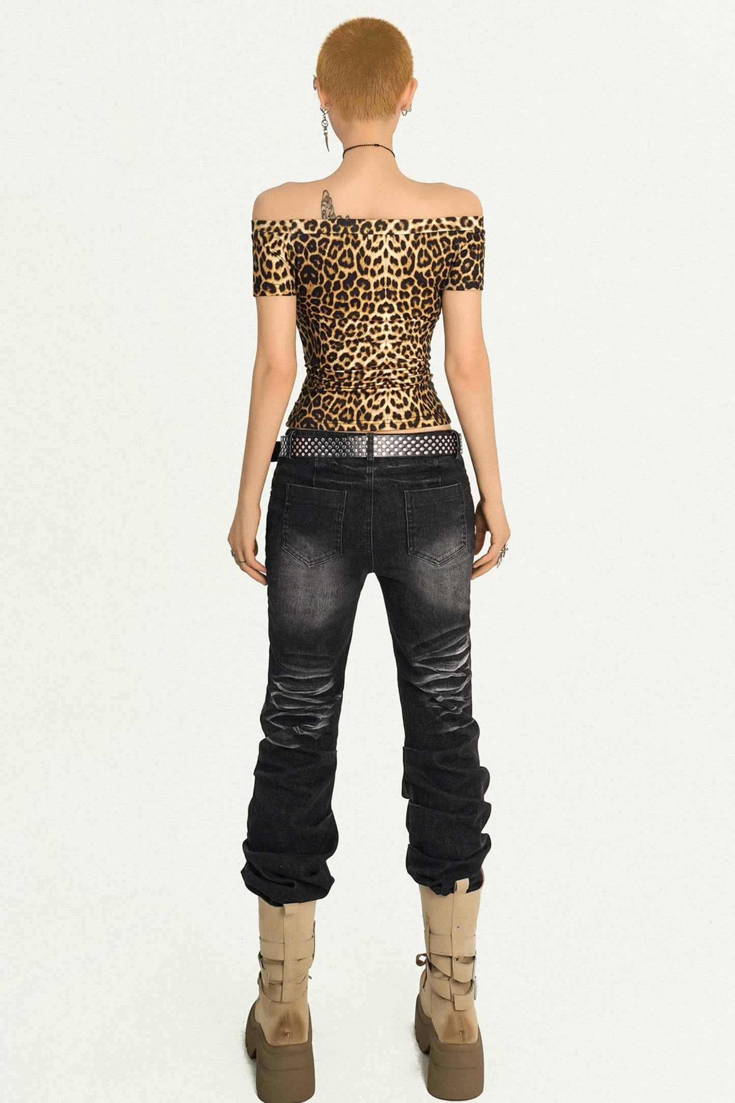 Hot Girl Style Leopard Print Slim Crop Top