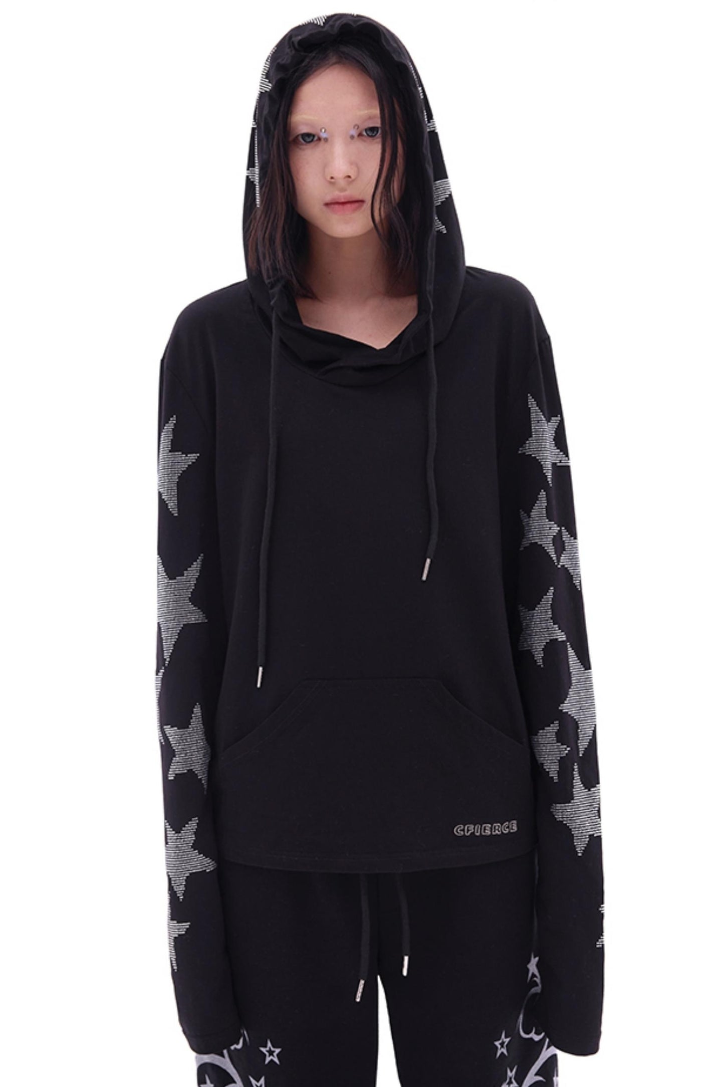 CFIERCE five-pointed star perm long-sleeved hoodie