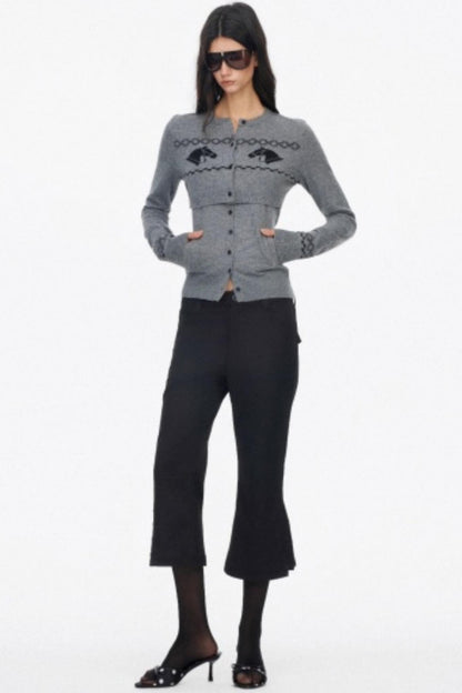 Two Piece Wool Knit Cardigan Set-Up