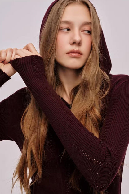 Sheep Wool Silk Hooded Sweater