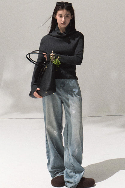 Moonlit Pit Strip Wool Knit Sweater