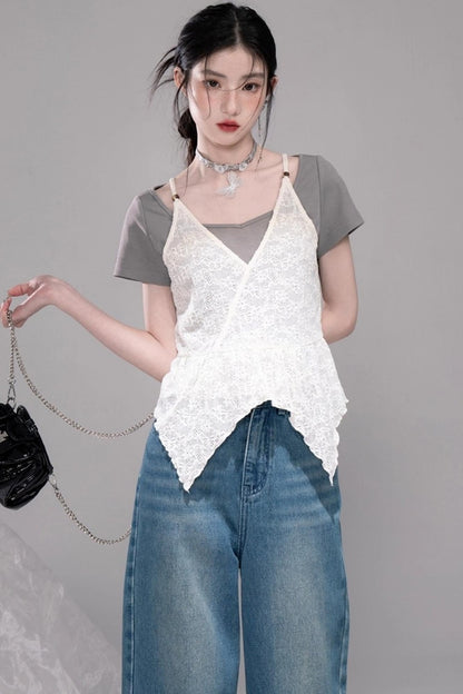Graue Layering-T-Shirts