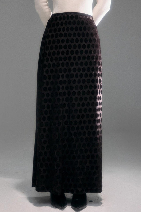 Retro Polka Dot Velvet Skirt
