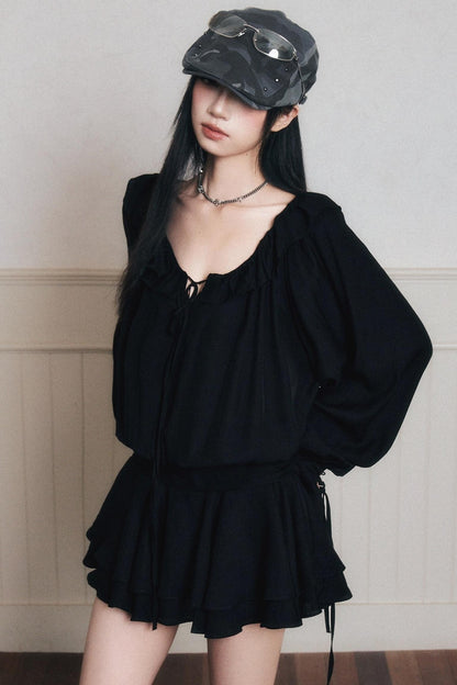 Black Chiffon Satin Dress