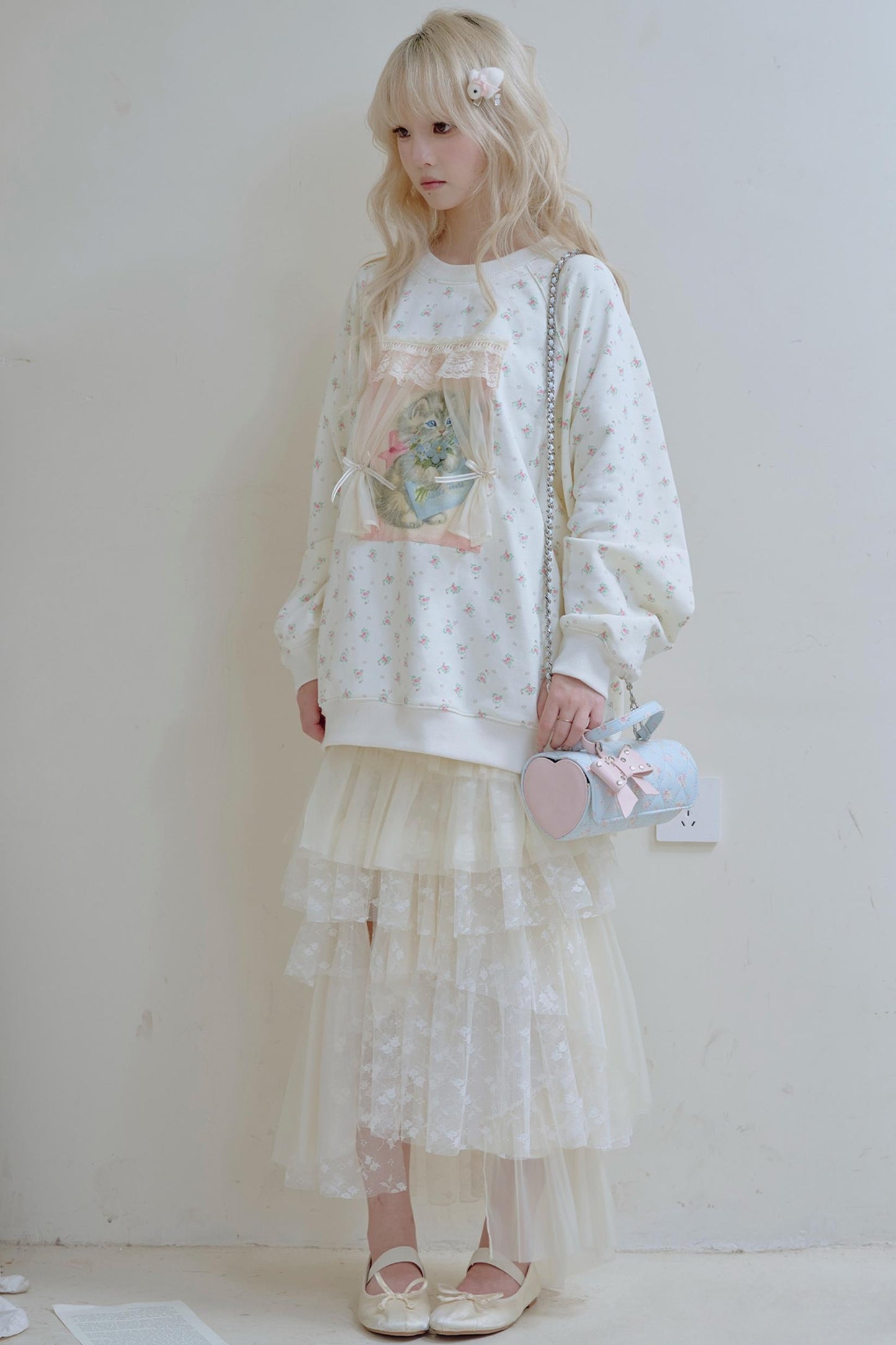 Vintage Kitten Print Top