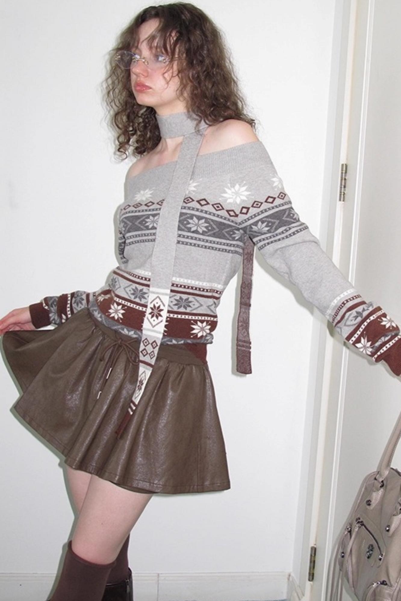 Vintage Distressed Leather Skirt
