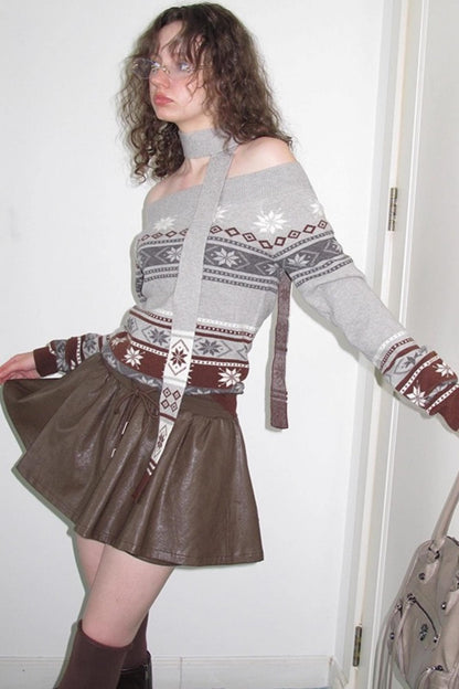Vintage Distressed Leather Skirt