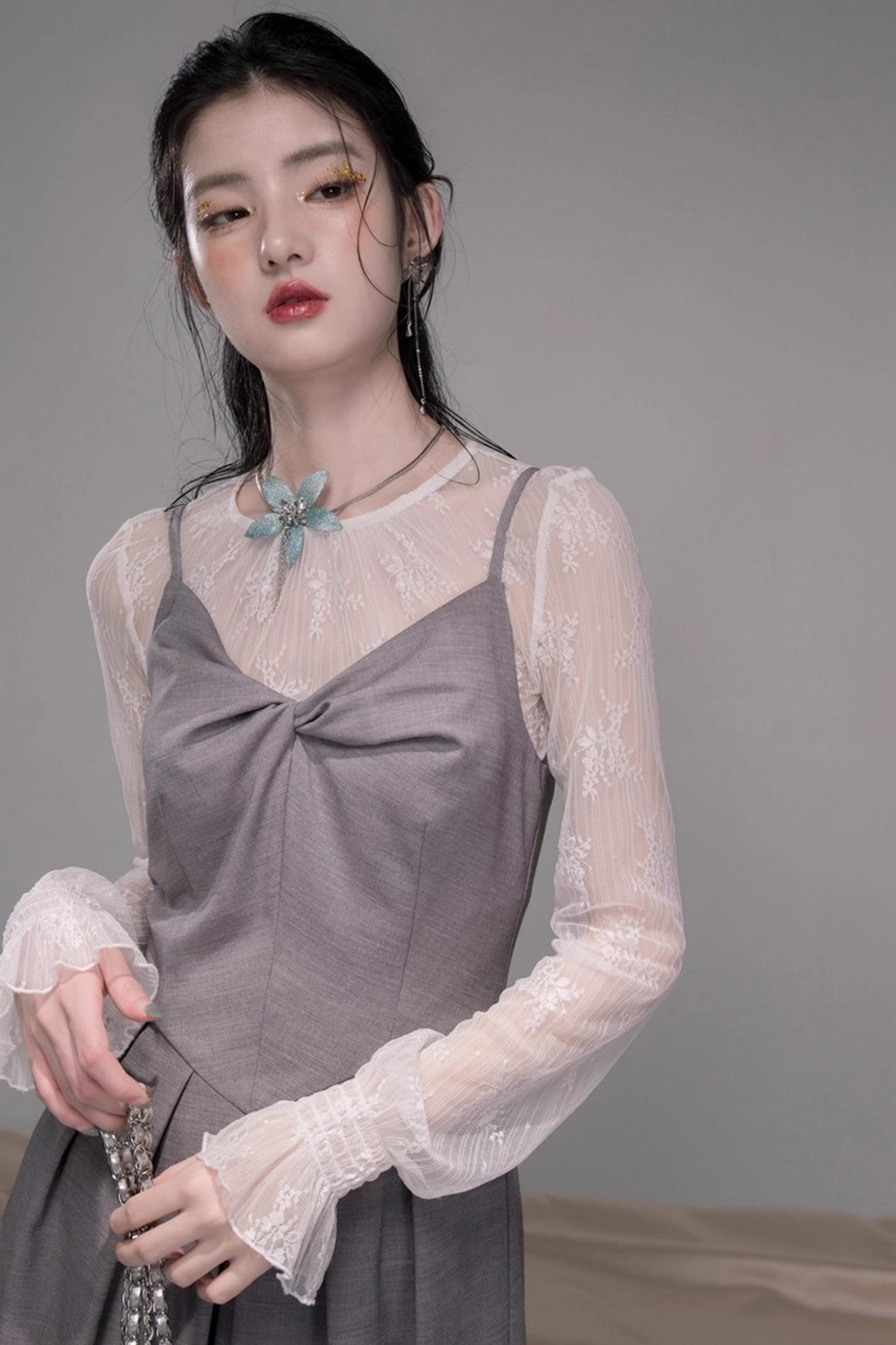 Princess Cloud Gray Suspender Dress