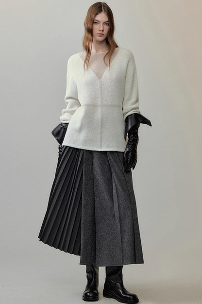 Translucent Knit V-Neck Top