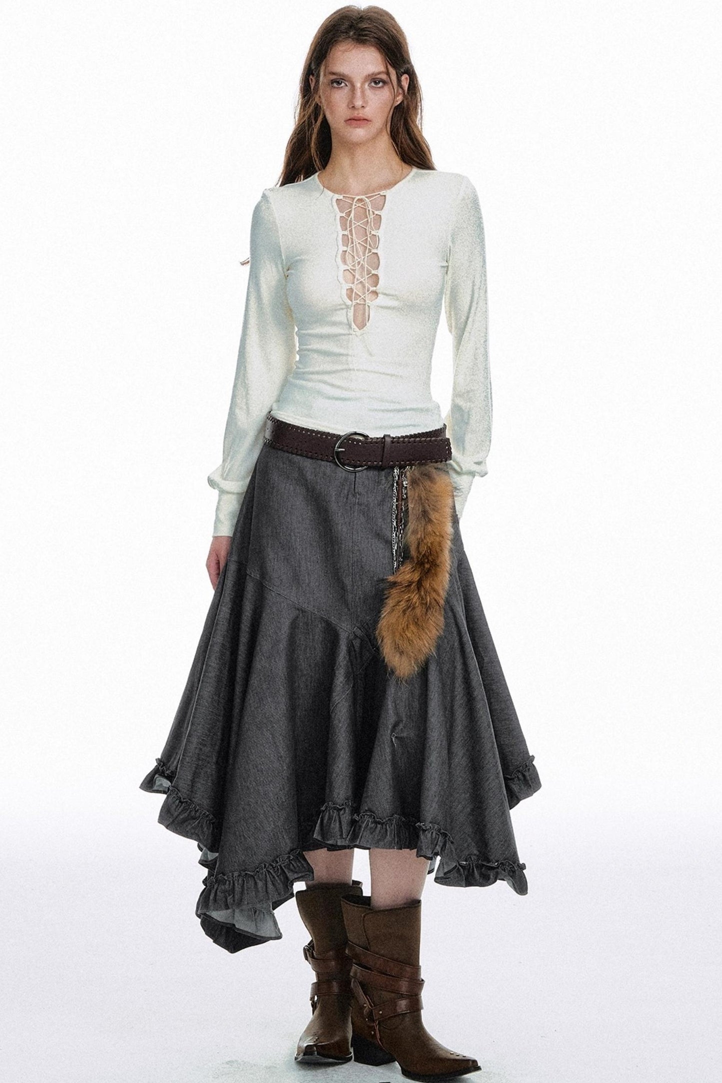 Versatile Solid Color Long Skirt